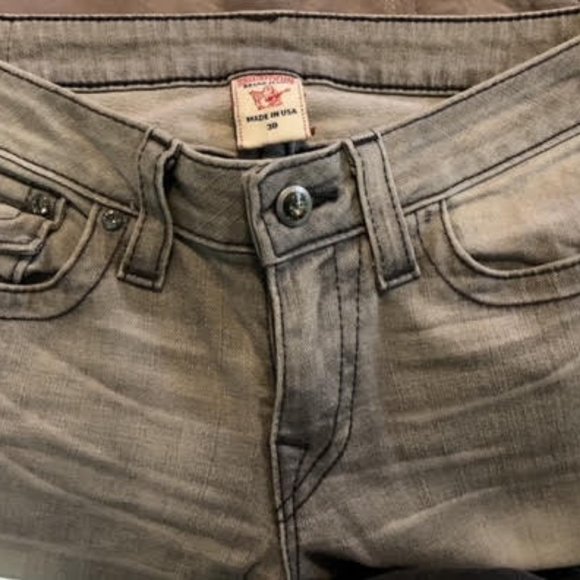 True Religion Skinny Grey Jeans, black stitch - Picture 8 of 9